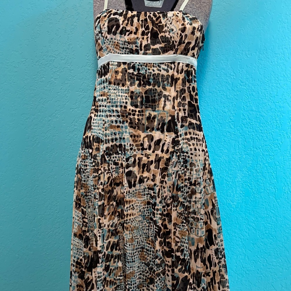 {I Alberto Makall} teal and tan leopard dress